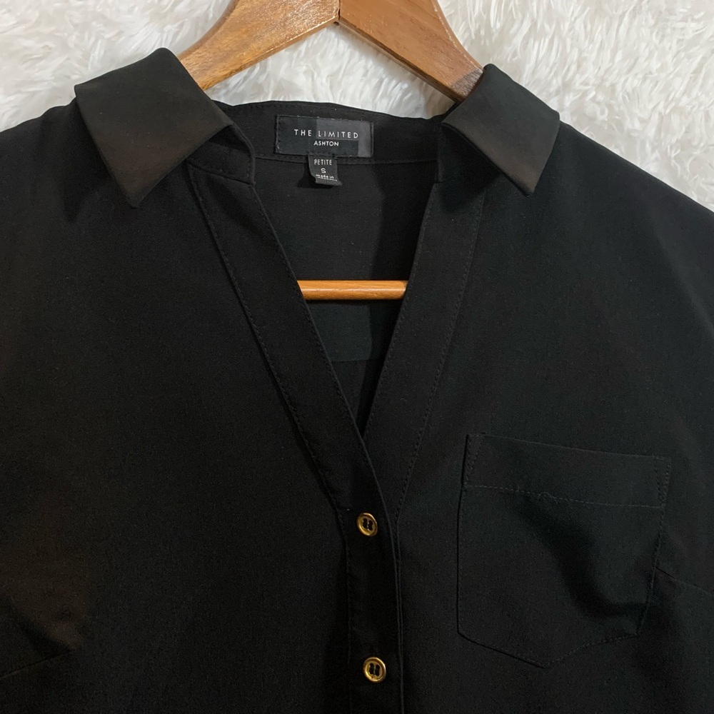 Women's Shirt Dress Role Up Long  Sleeve Pockets, ￼ Shirtdress Black M - Picture 4 of 8